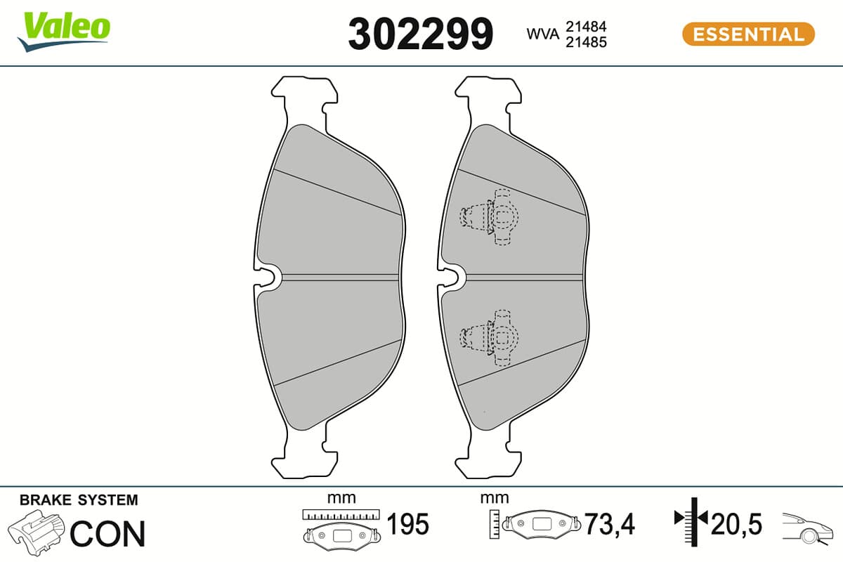 VALEO Sada brzdových platničiek kotúčovej brzdy 302299 1