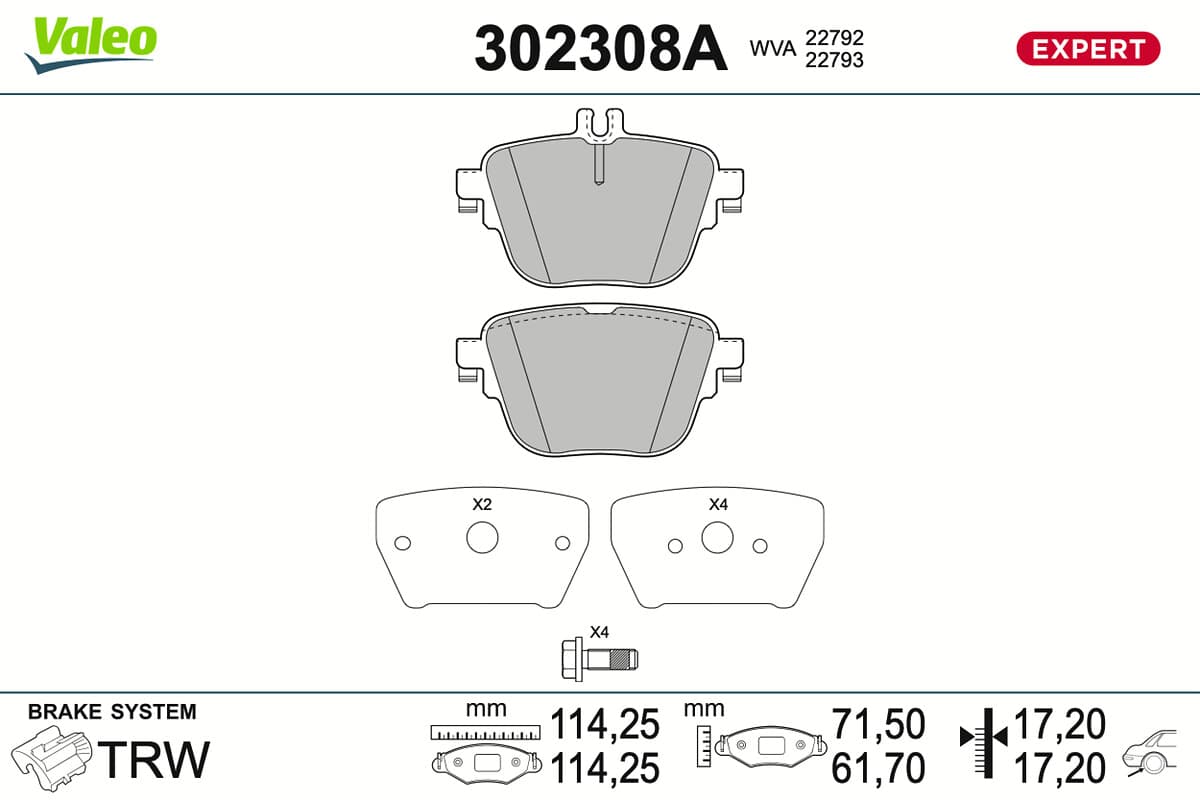 VALEO Sada brzdových platničiek kotúčovej brzdy 302308A 1