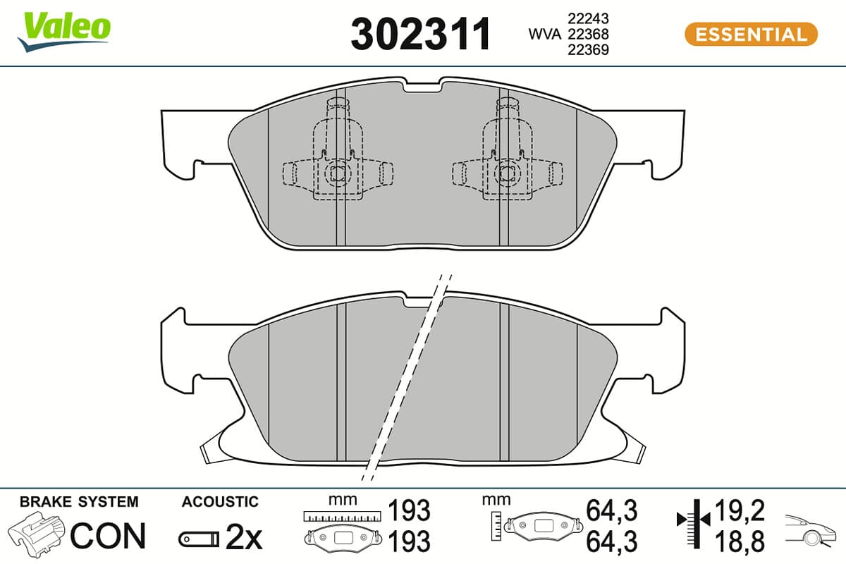 VALEO Sada brzdových platničiek kotúčovej brzdy 302311 1