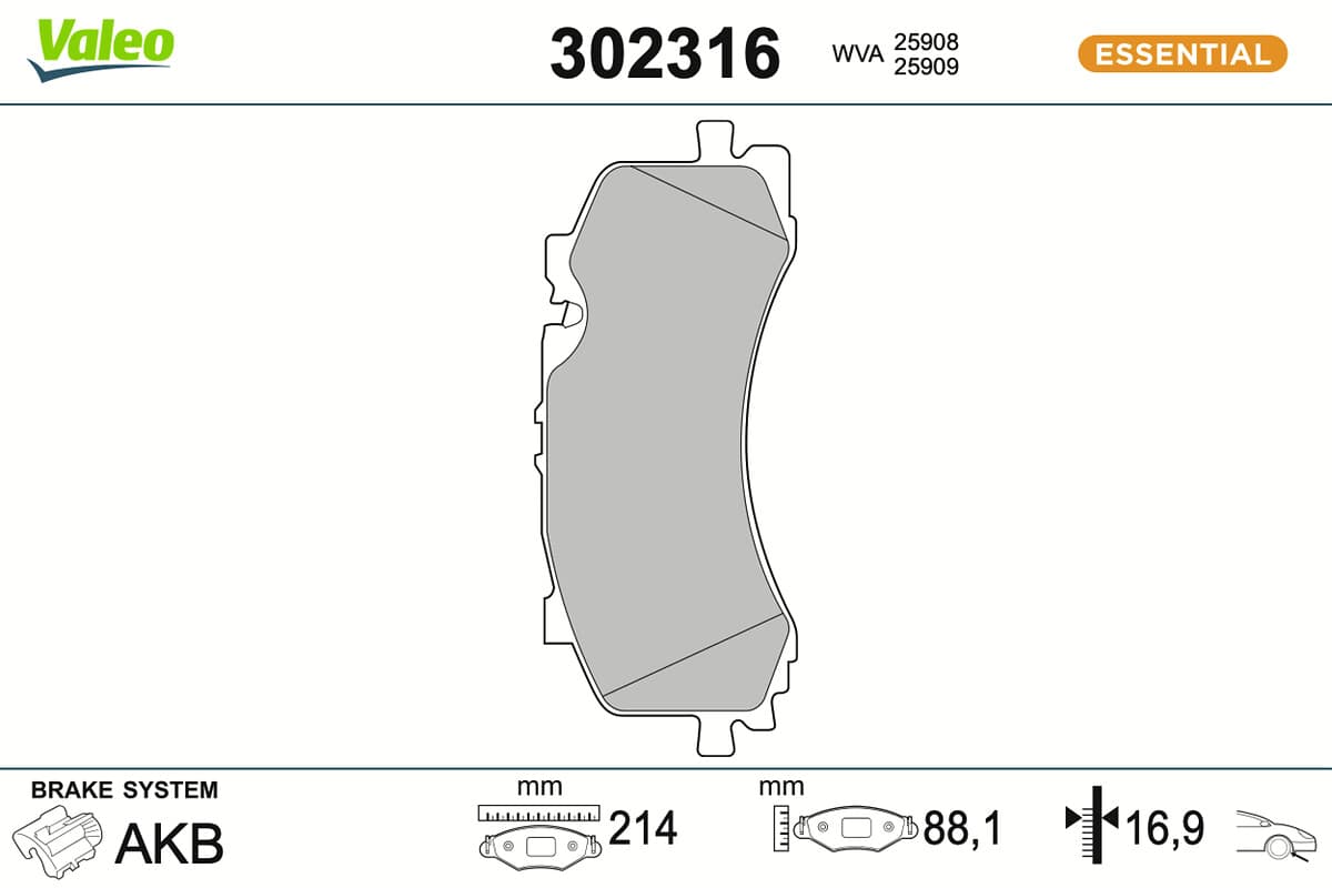 VALEO Sada brzdových platničiek kotúčovej brzdy 302316 1