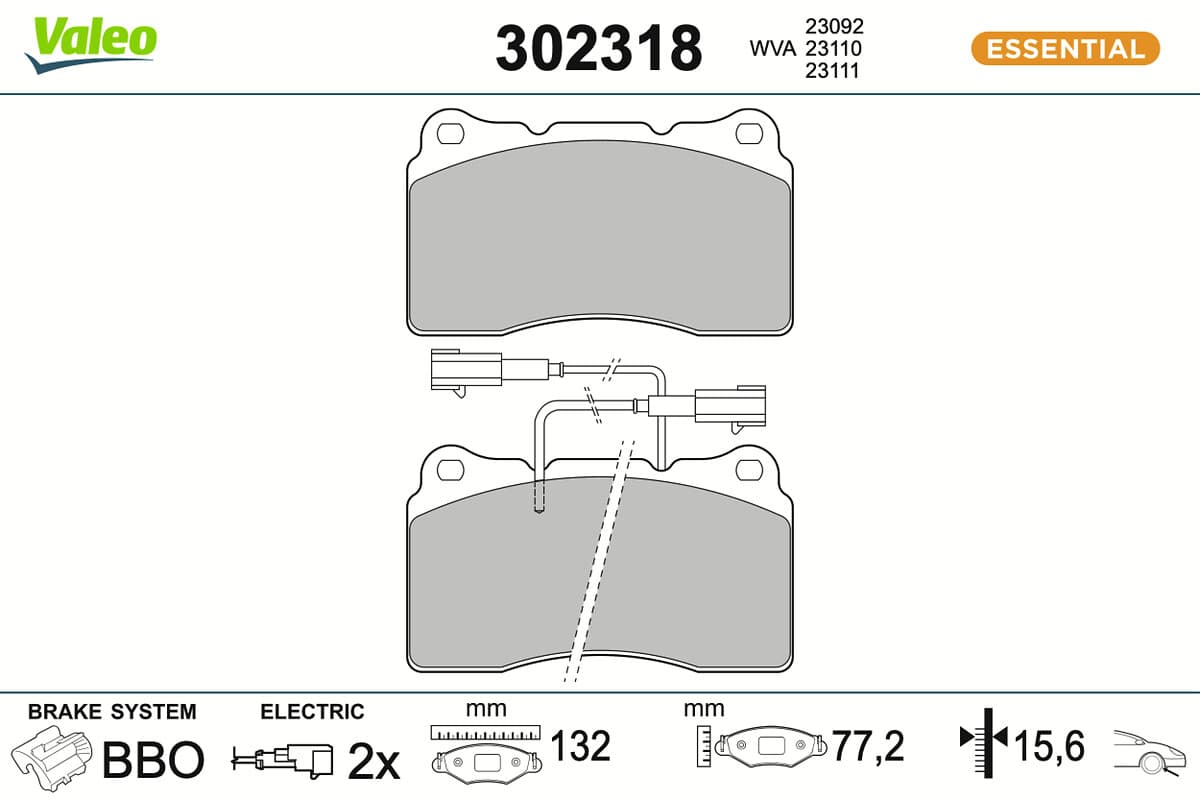VALEO Sada brzdových platničiek kotúčovej brzdy 302318 1