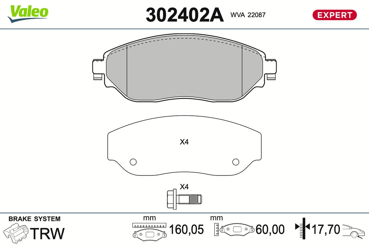 VALEO Sada brzdových platničiek kotúčovej brzdy 302402A 1