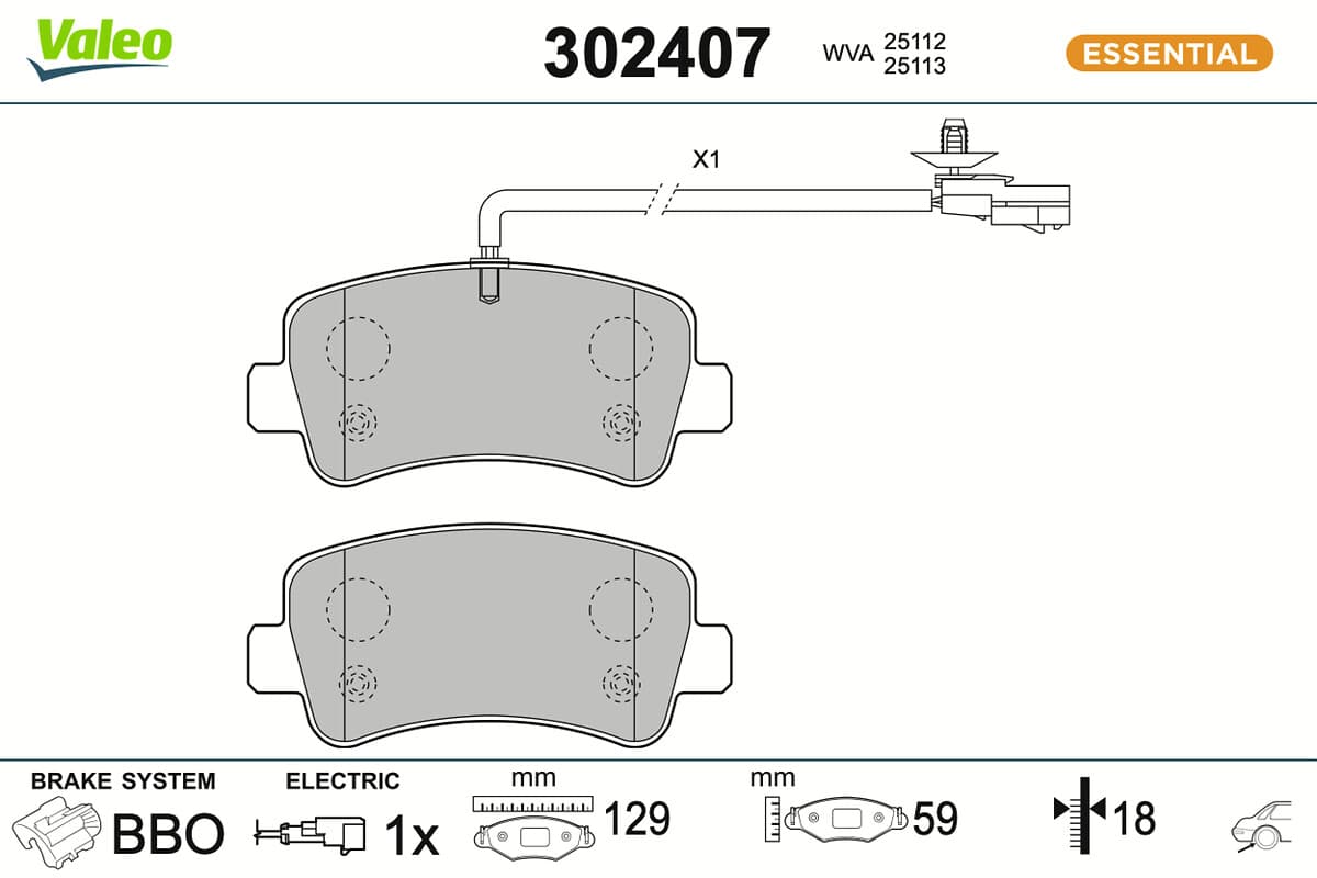 VALEO Sada brzdových platničiek kotúčovej brzdy 302407 1