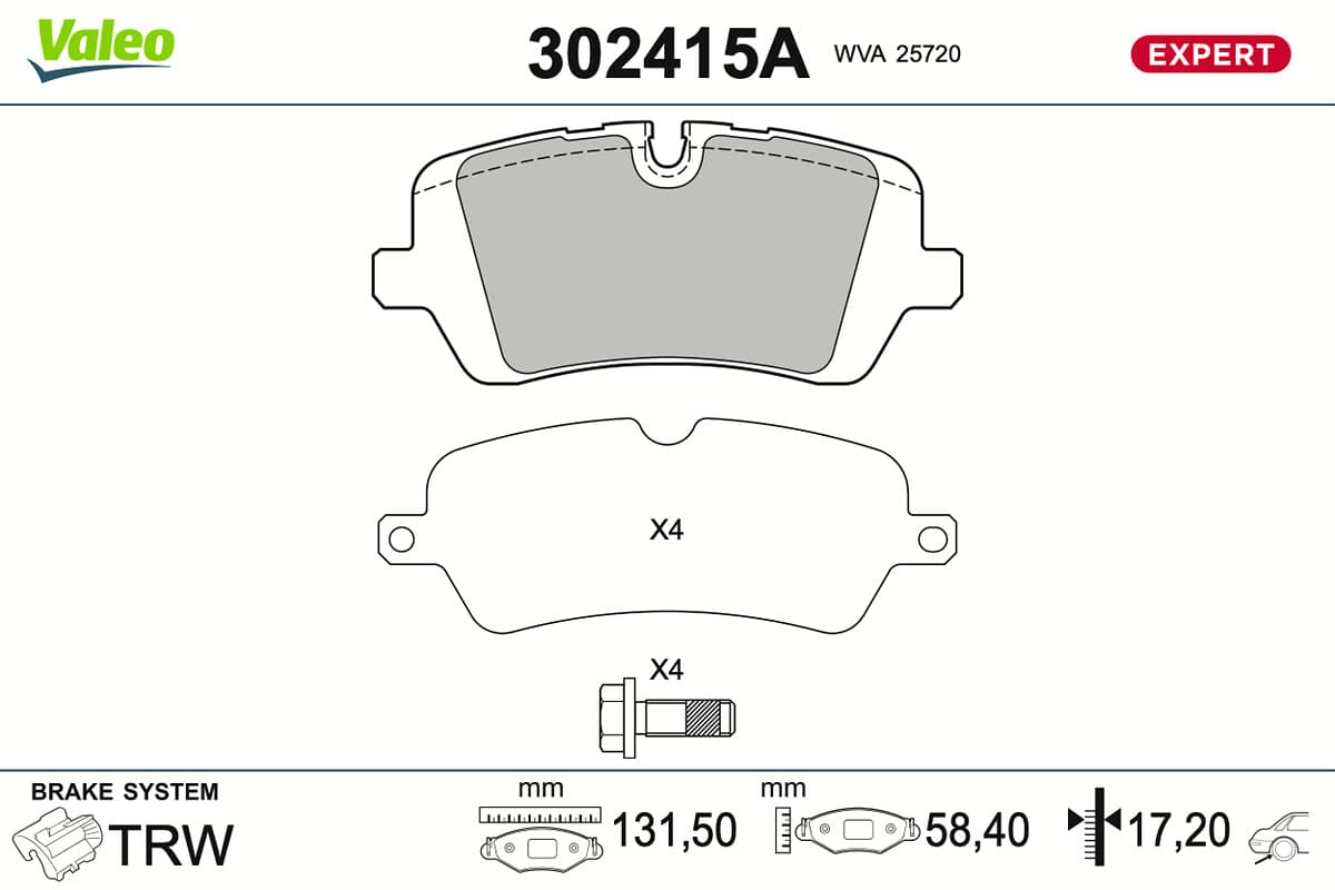 VALEO Sada brzdových platničiek kotúčovej brzdy 302415A 1