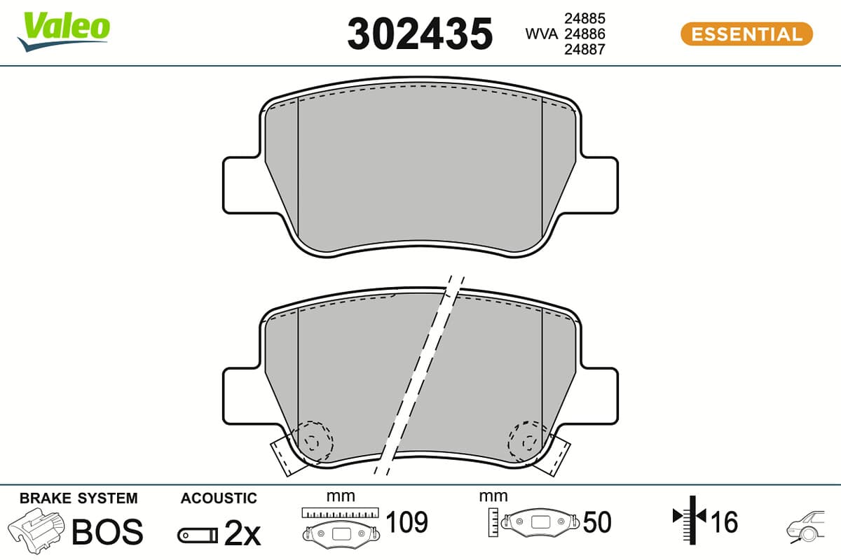 VALEO Sada brzdových platničiek kotúčovej brzdy 302435 1
