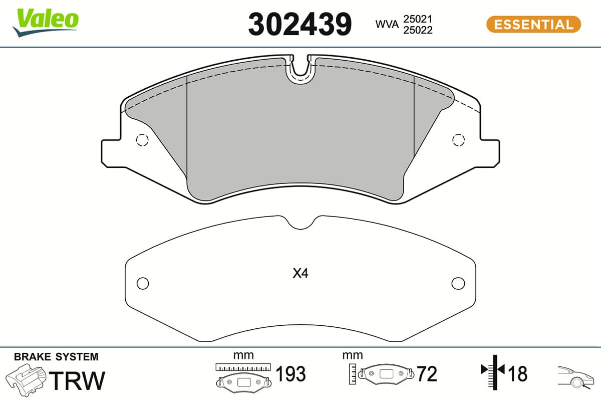 VALEO Sada brzdových platničiek kotúčovej brzdy 302439 1