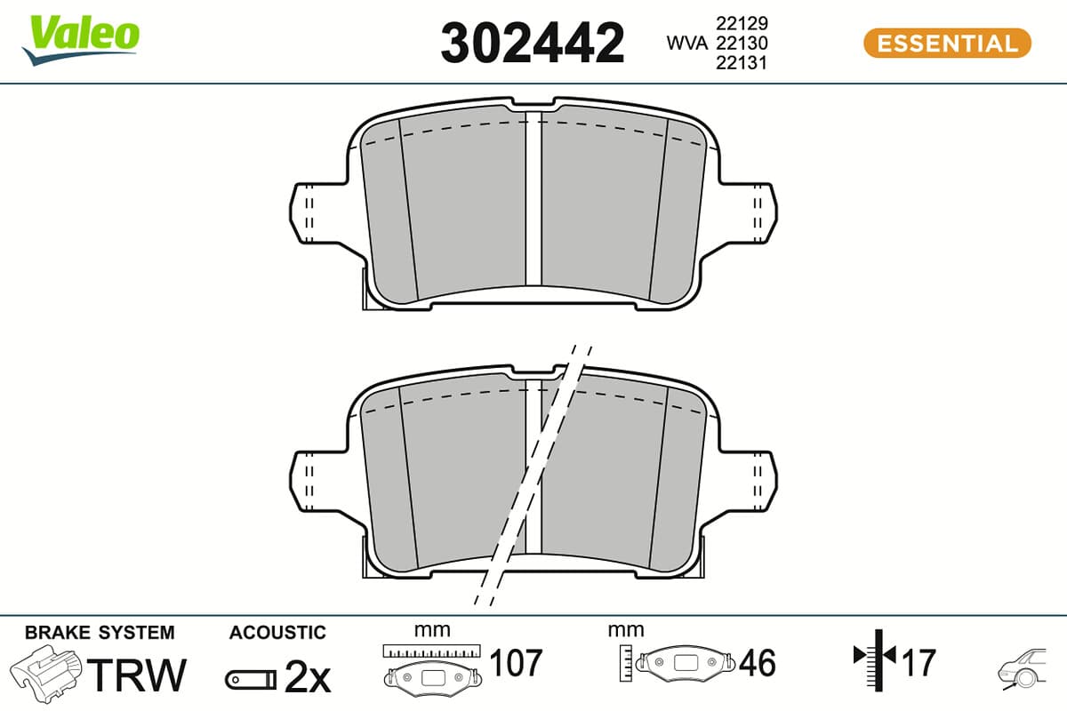 VALEO Sada brzdových platničiek kotúčovej brzdy 302442 1