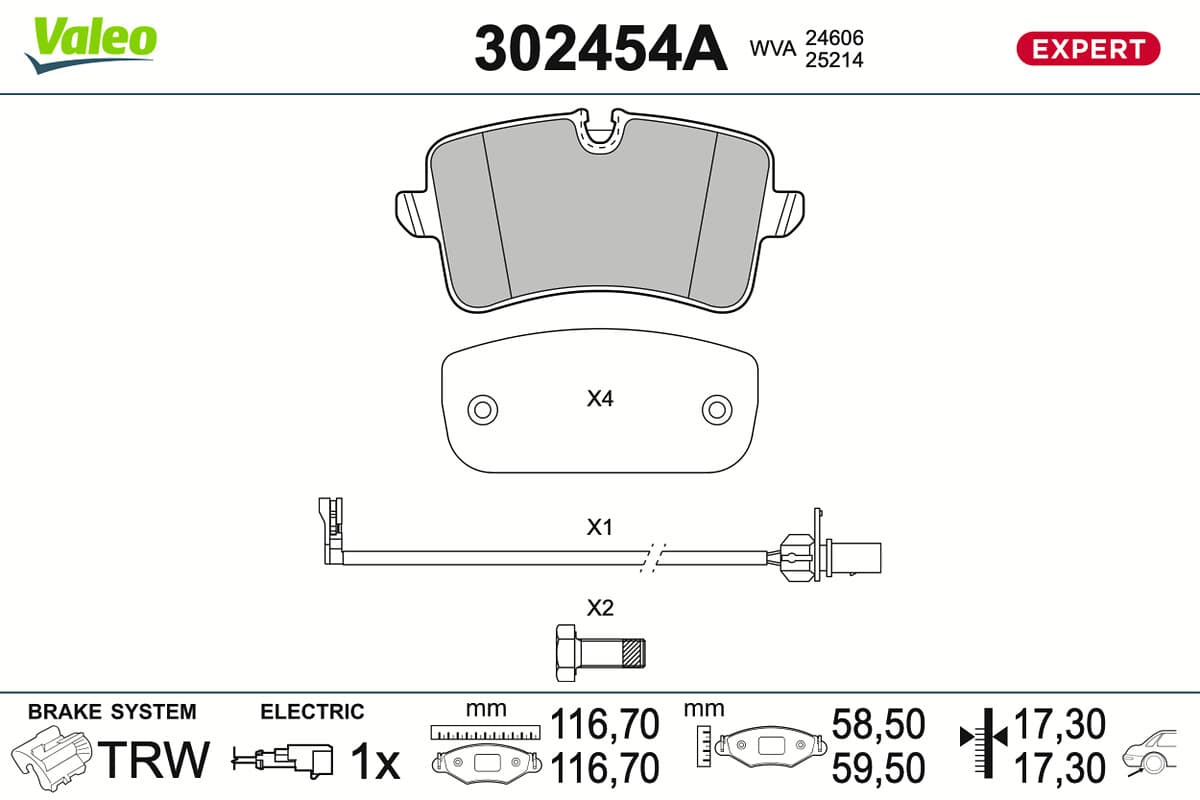 VALEO Sada brzdových platničiek kotúčovej brzdy 302454A 1