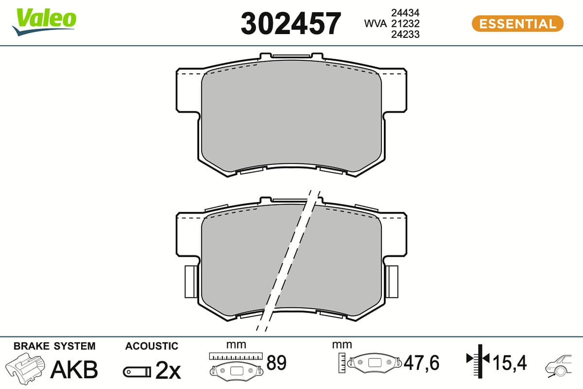 VALEO Sada brzdových platničiek kotúčovej brzdy 302457 1