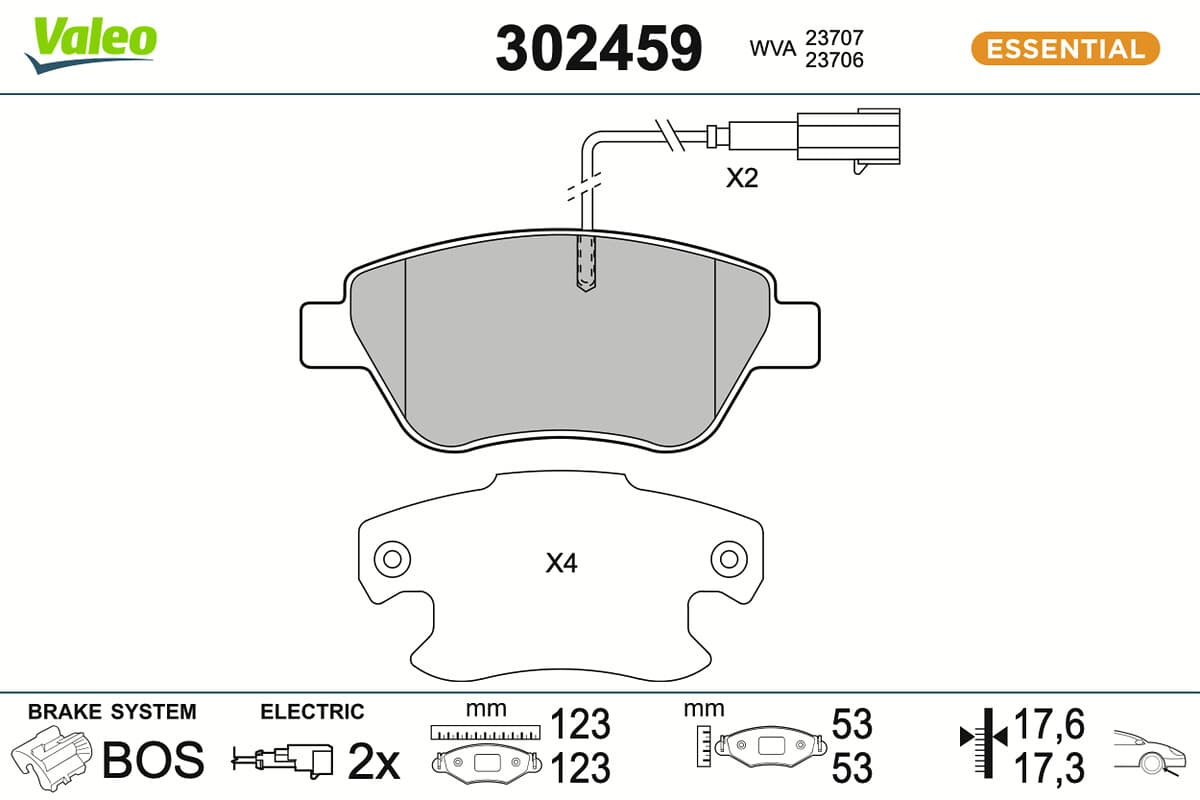 VALEO Sada brzdových platničiek kotúčovej brzdy 302459 1
