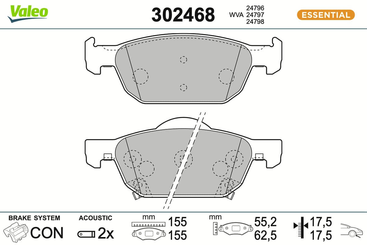 VALEO Sada brzdových platničiek kotúčovej brzdy 302468 1