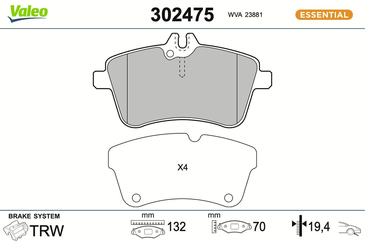 VALEO Sada brzdových platničiek kotúčovej brzdy 302475 1