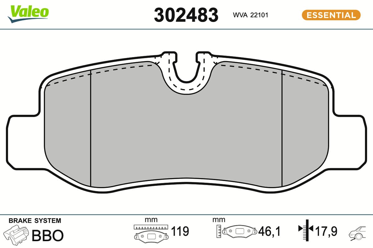 VALEO Sada brzdových platničiek kotúčovej brzdy 302483 1