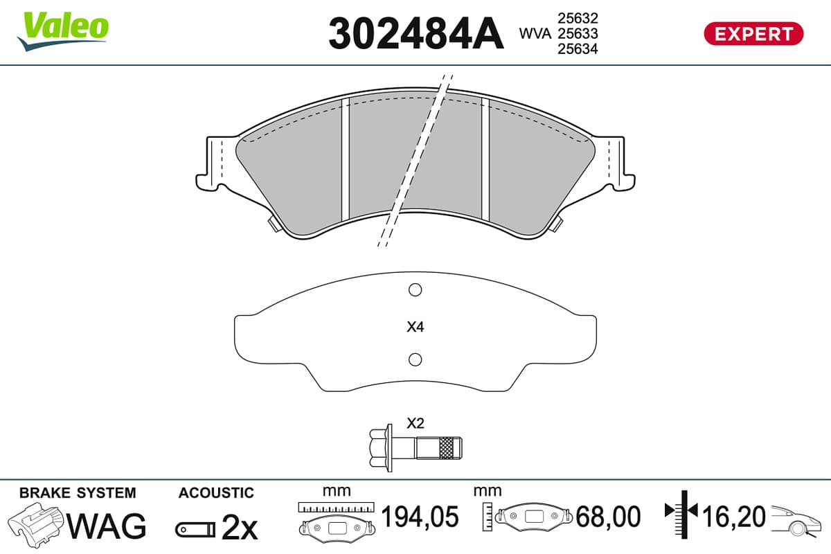 VALEO Sada brzdových platničiek kotúčovej brzdy 302484A 1