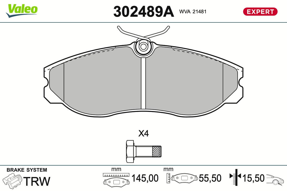 VALEO Sada brzdových platničiek kotúčovej brzdy 302489A 1