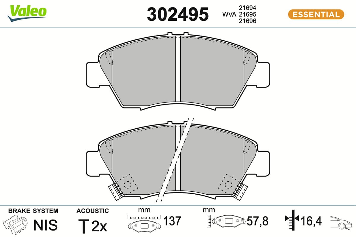 VALEO Sada brzdových platničiek kotúčovej brzdy 302495 1