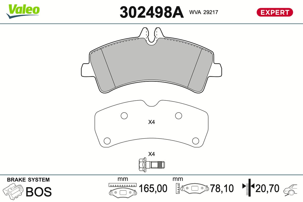 VALEO Sada brzdových platničiek kotúčovej brzdy 302498A 1