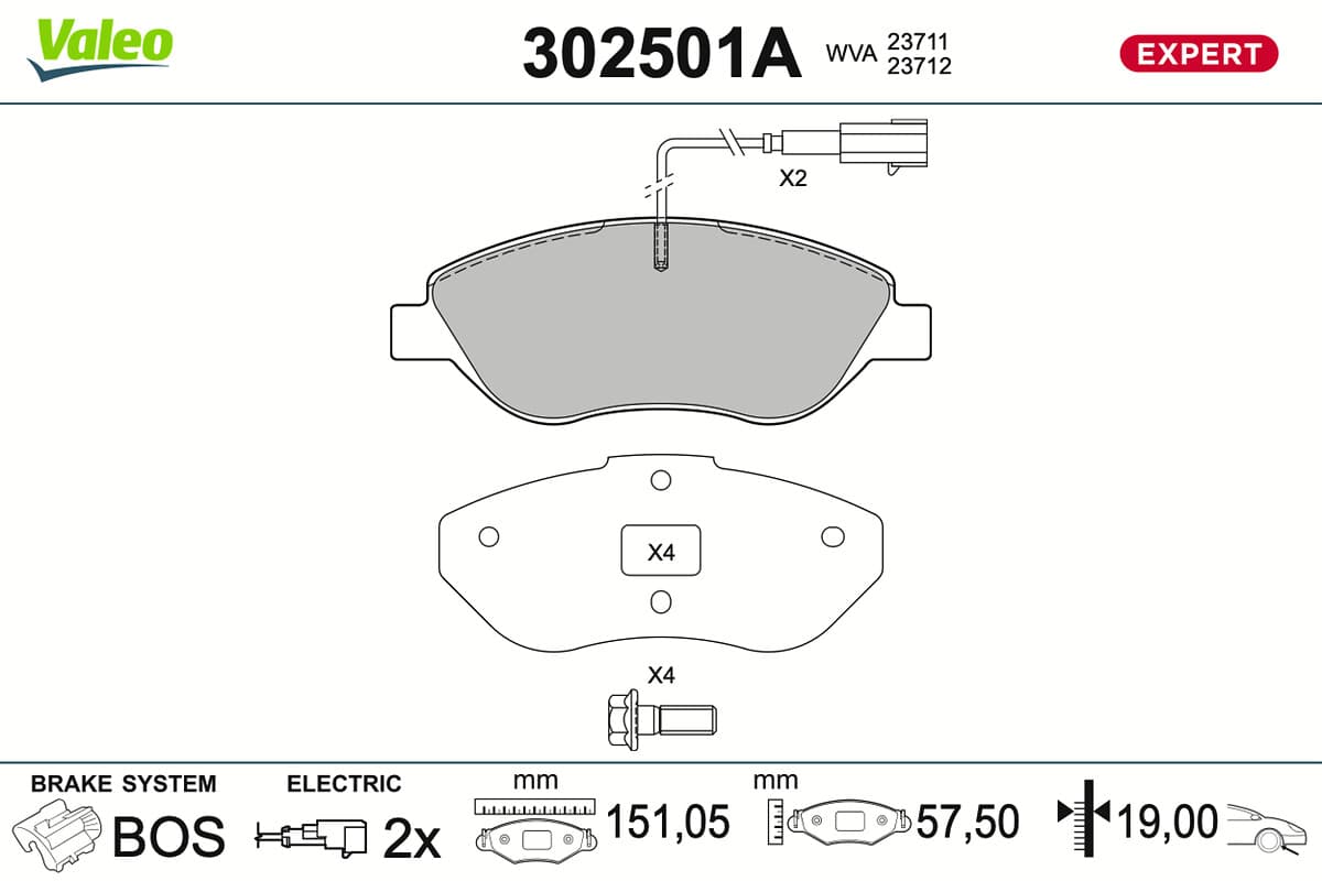 VALEO Sada brzdových platničiek kotúčovej brzdy 302501A 1