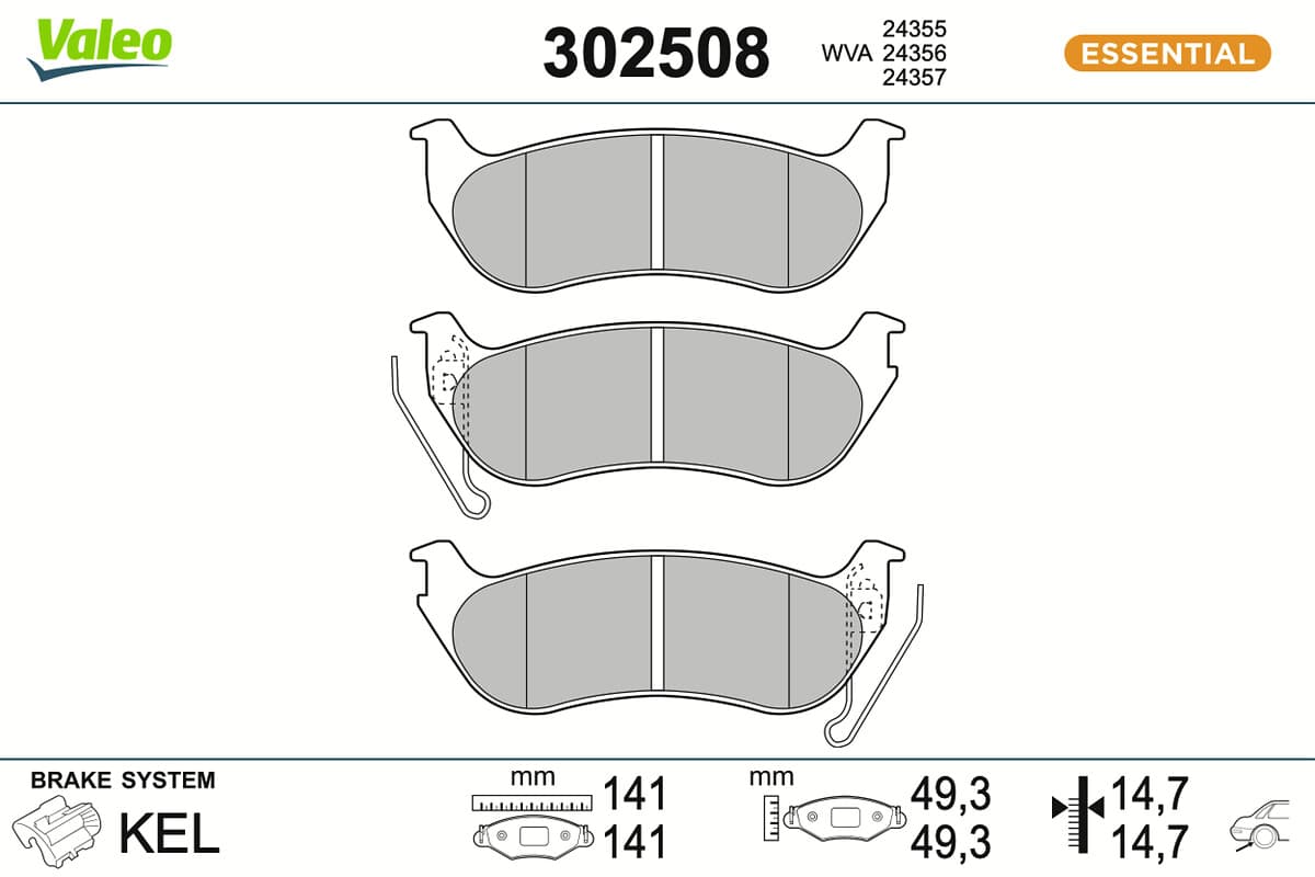 VALEO Sada brzdových platničiek kotúčovej brzdy 302508 1
