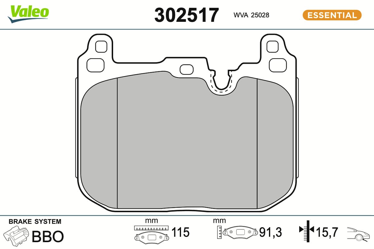 VALEO Sada brzdových platničiek kotúčovej brzdy 302517 1