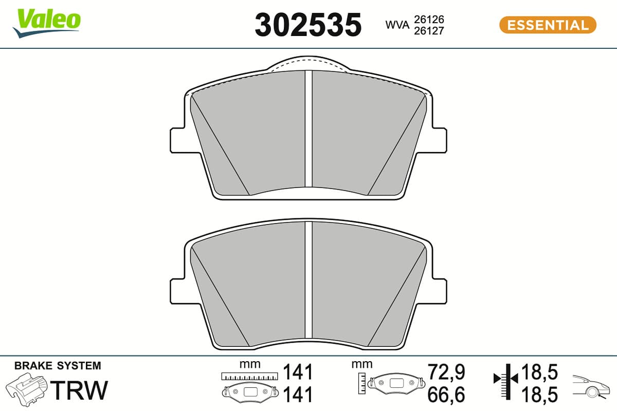 VALEO Sada brzdových platničiek kotúčovej brzdy 302535 1