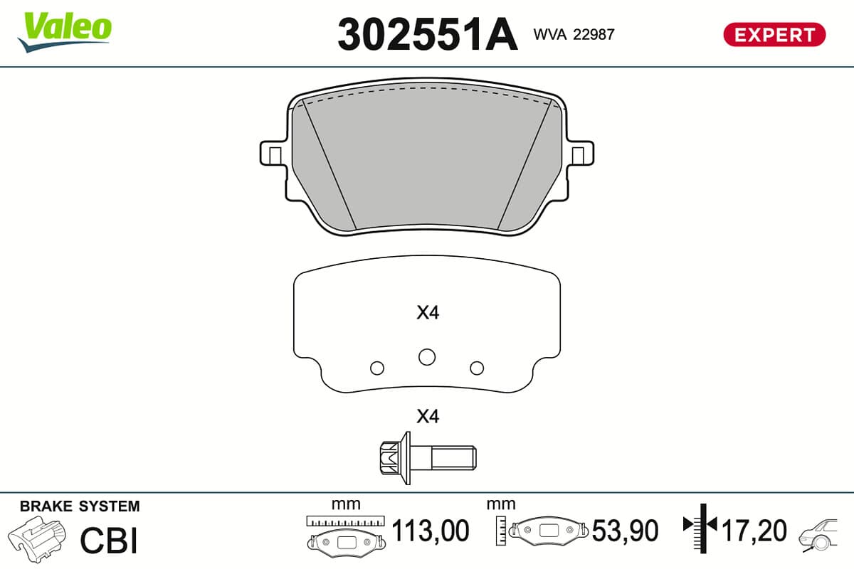 VALEO Sada brzdových platničiek kotúčovej brzdy 302551A 1