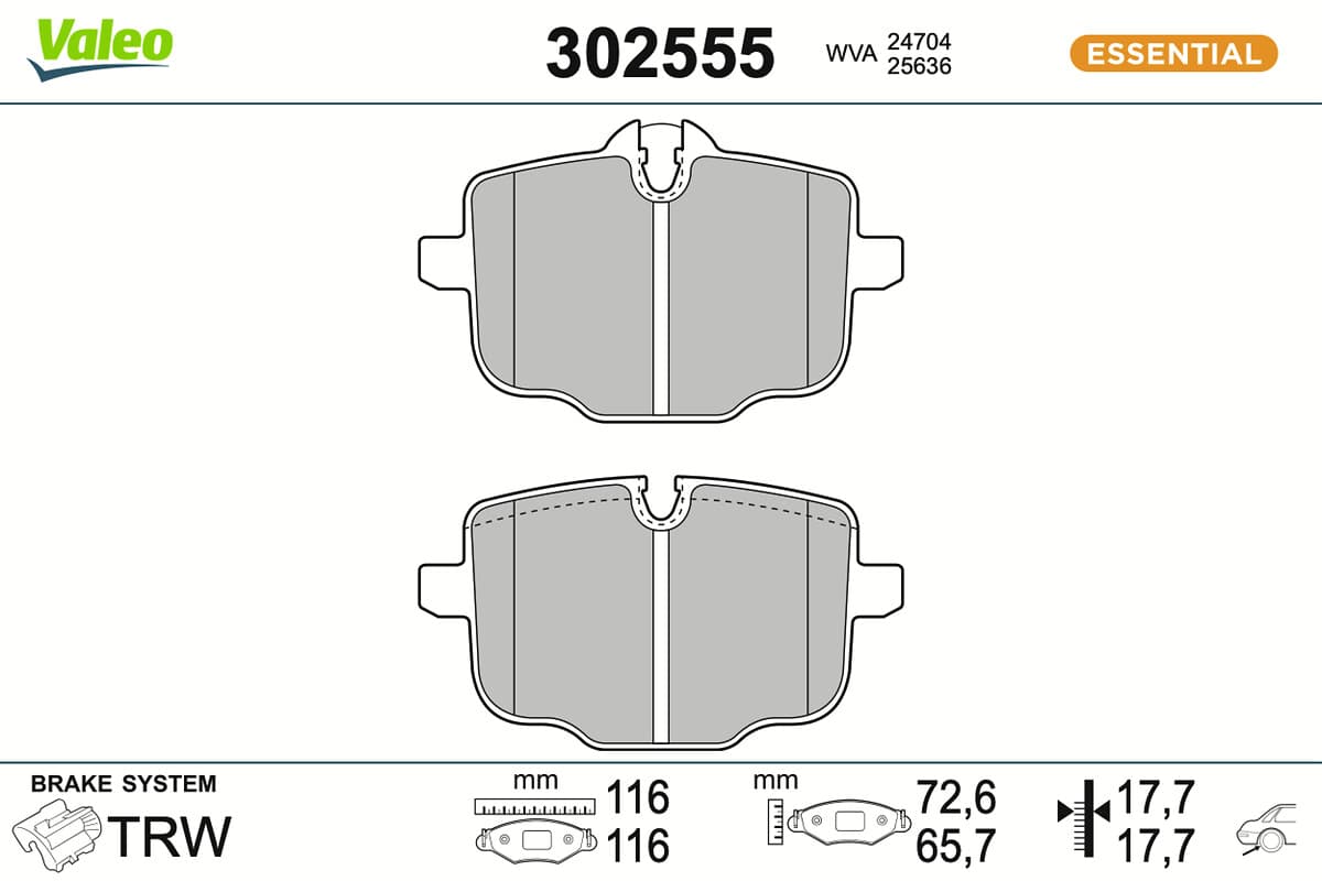 VALEO Sada brzdových platničiek kotúčovej brzdy 302555 1
