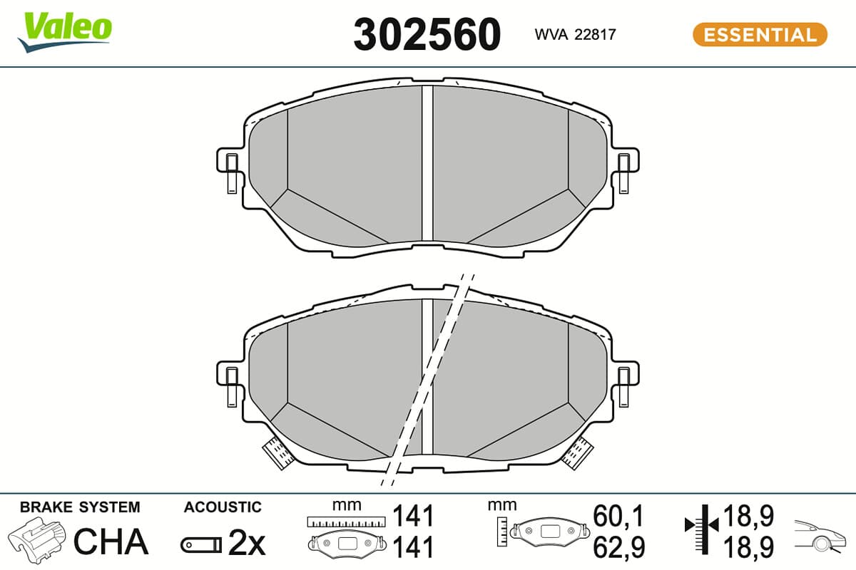 VALEO Sada brzdových platničiek kotúčovej brzdy 302560 1