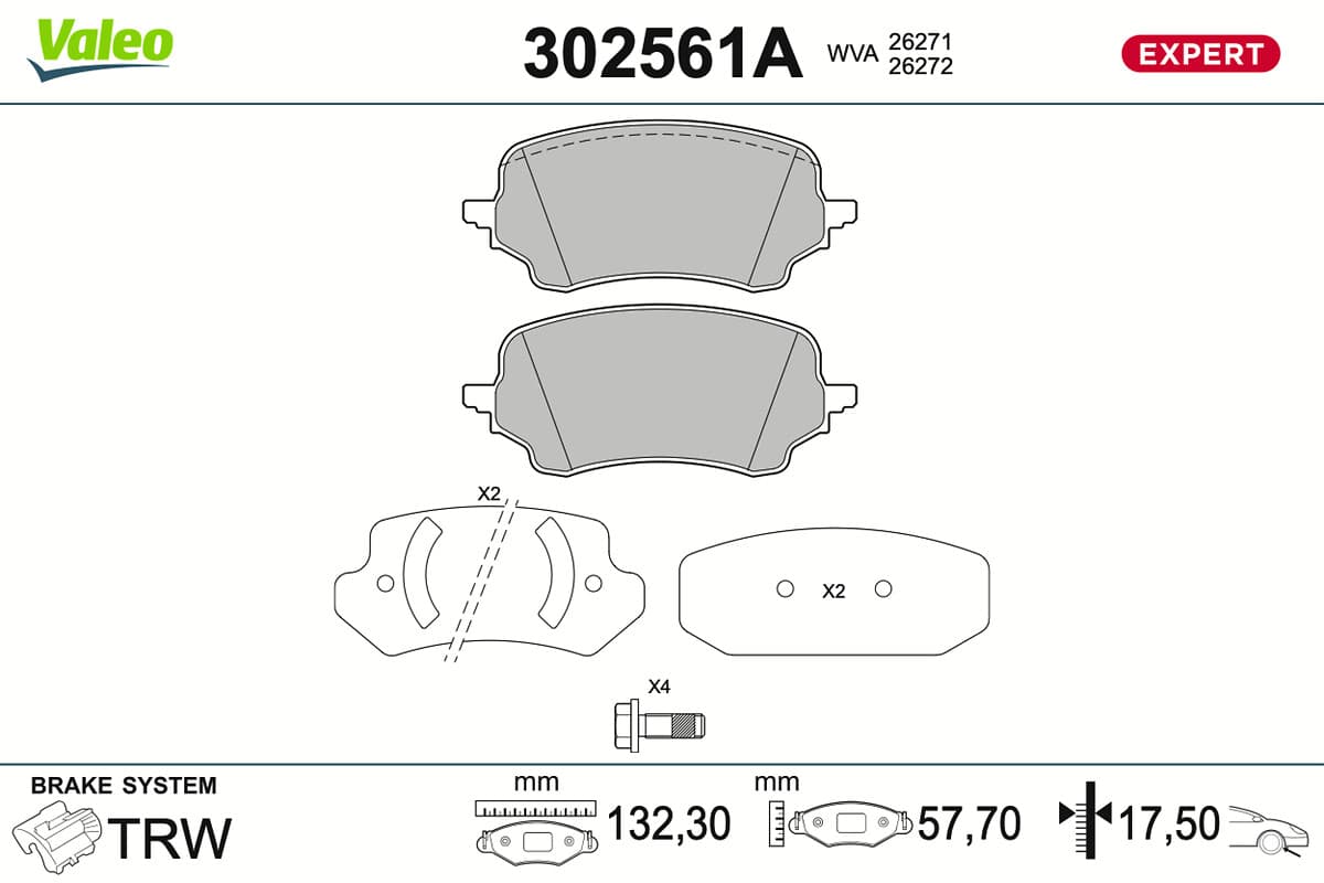 VALEO Sada brzdových platničiek kotúčovej brzdy 302561A 1