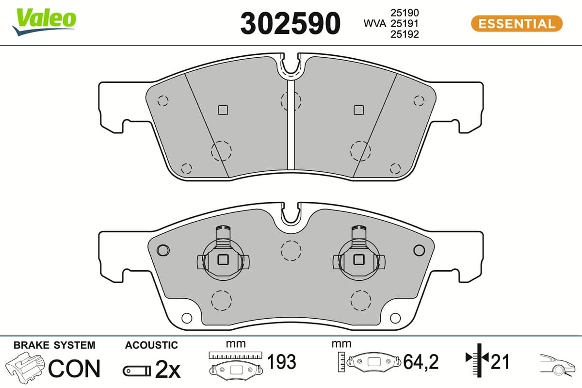 VALEO Sada brzdových platničiek kotúčovej brzdy 302590 1