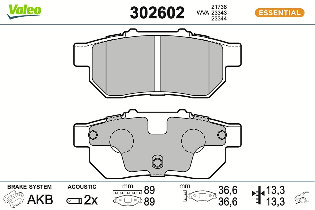 VALEO Sada brzdových platničiek kotúčovej brzdy 302602 1