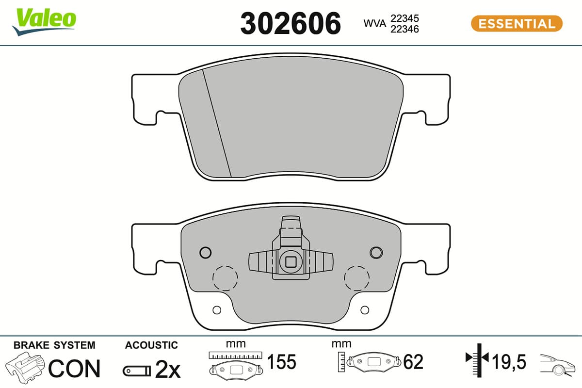 VALEO Sada brzdových platničiek kotúčovej brzdy 302606 1