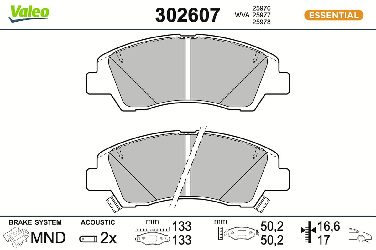 VALEO Sada brzdových platničiek kotúčovej brzdy 302607 1