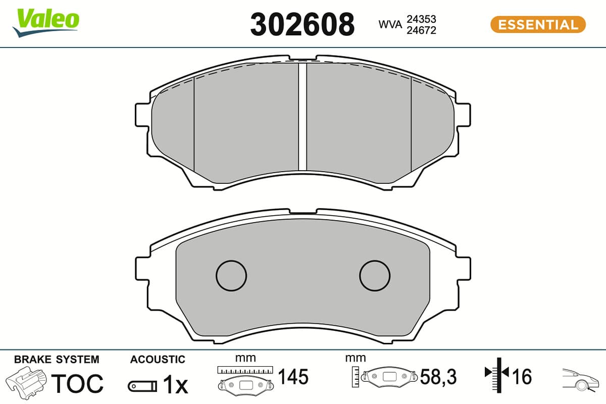 VALEO Sada brzdových platničiek kotúčovej brzdy 302608 1