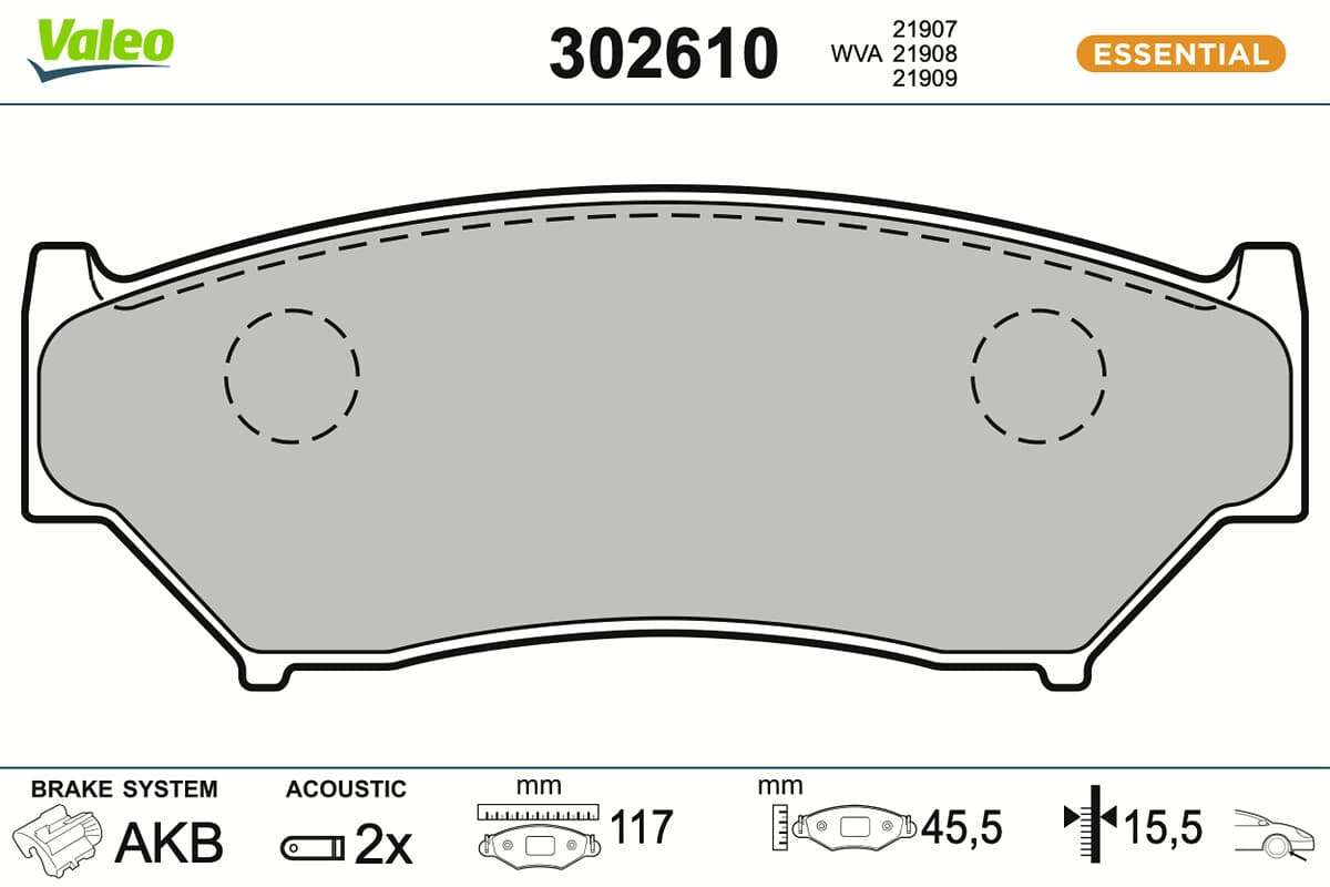 VALEO Sada brzdových platničiek kotúčovej brzdy 302610 1
