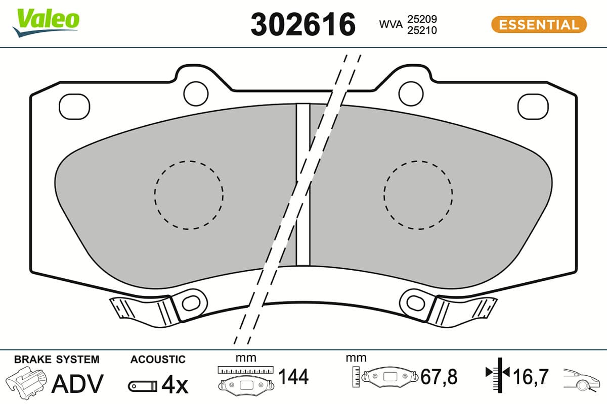 VALEO Sada brzdových platničiek kotúčovej brzdy 302616 1