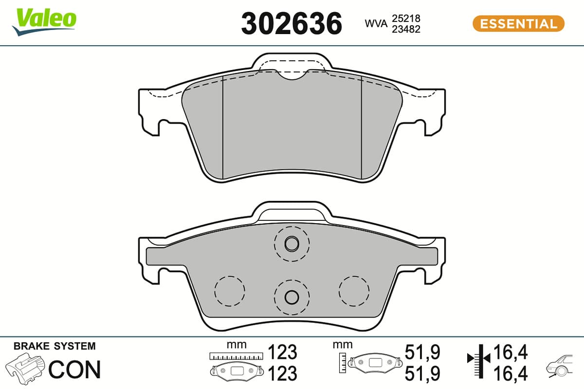 VALEO Sada brzdových platničiek kotúčovej brzdy 302636 1