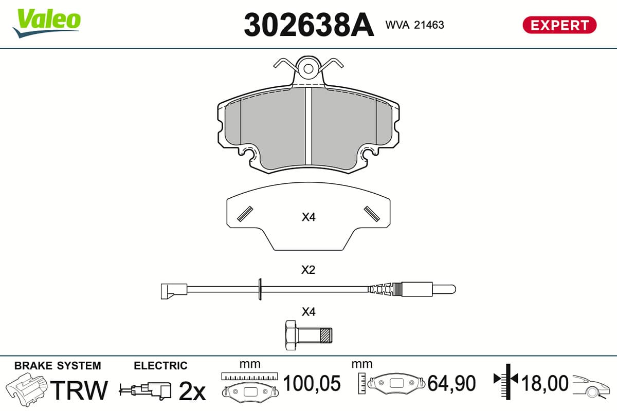 VALEO Sada brzdových platničiek kotúčovej brzdy 302638A 1
