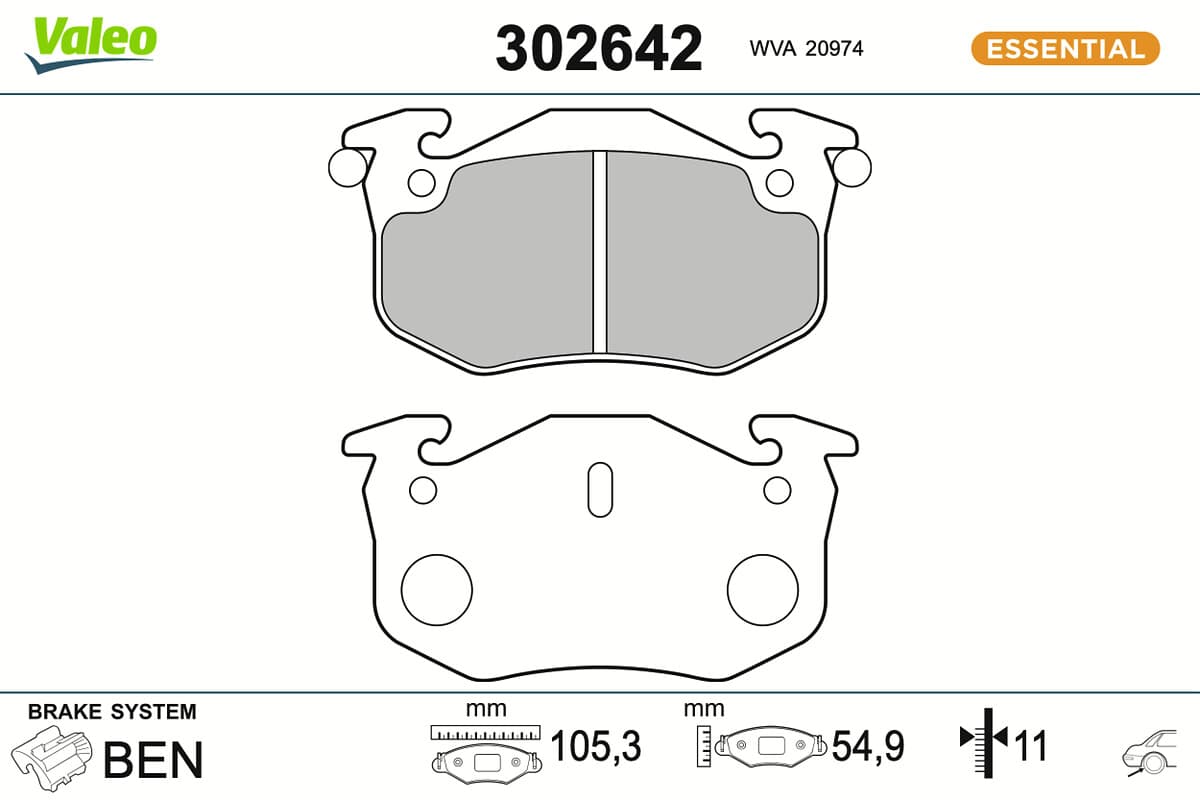 VALEO Sada brzdových platničiek kotúčovej brzdy 302642 1
