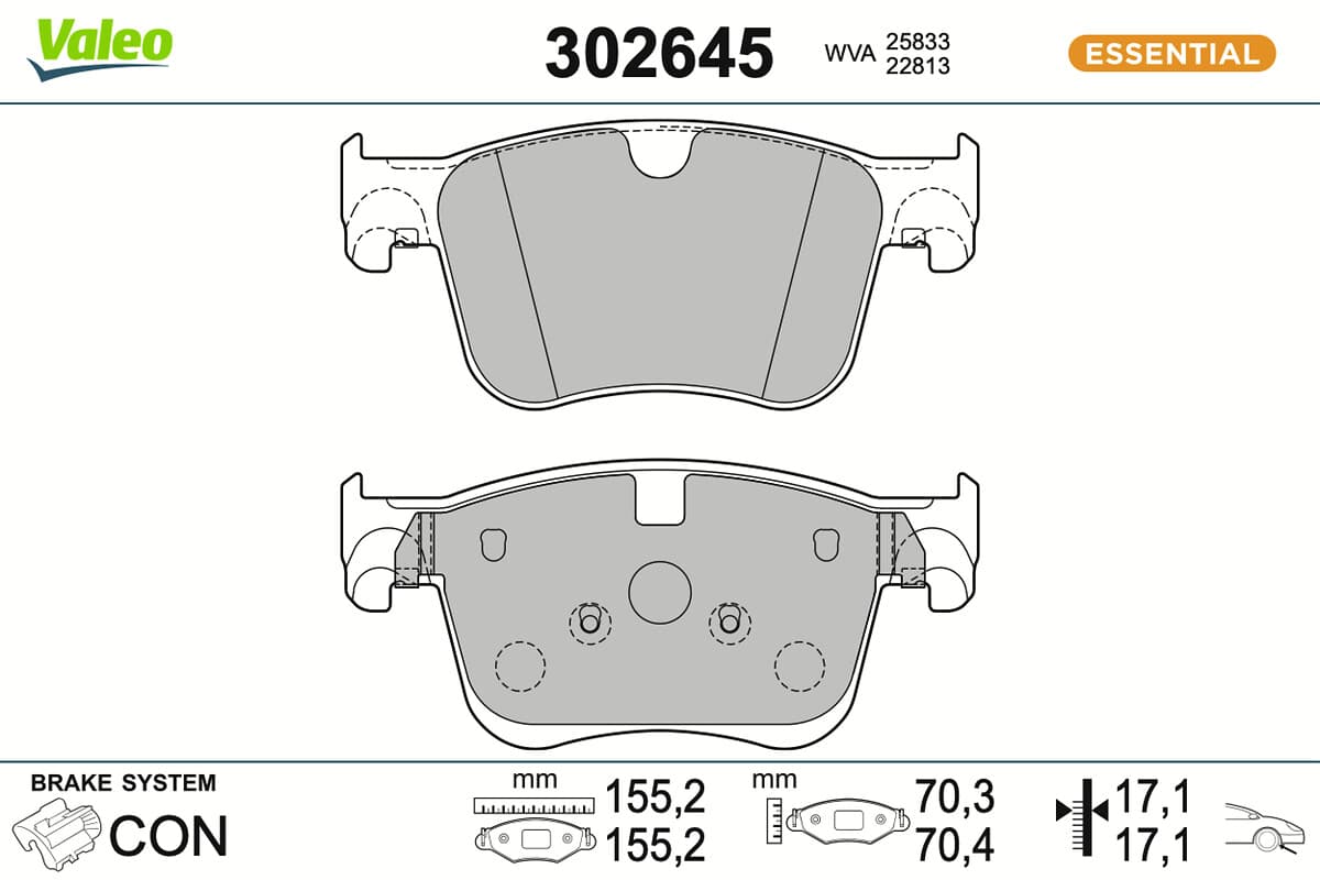 VALEO Sada brzdových platničiek kotúčovej brzdy 302645 1