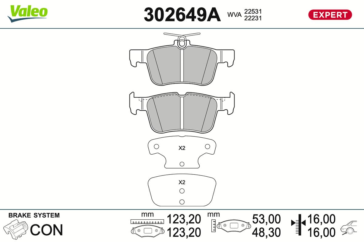 VALEO Sada brzdových platničiek kotúčovej brzdy 302649A 1