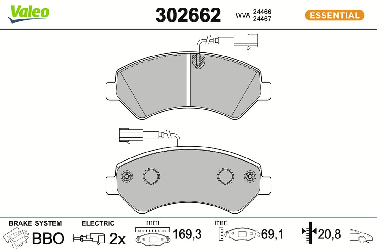 VALEO Sada brzdových platničiek kotúčovej brzdy 302662 1