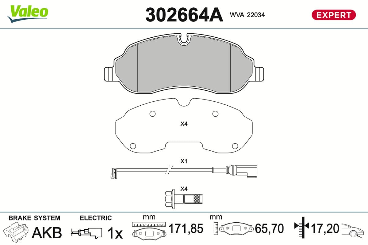 VALEO Sada brzdových platničiek kotúčovej brzdy 302664A 1