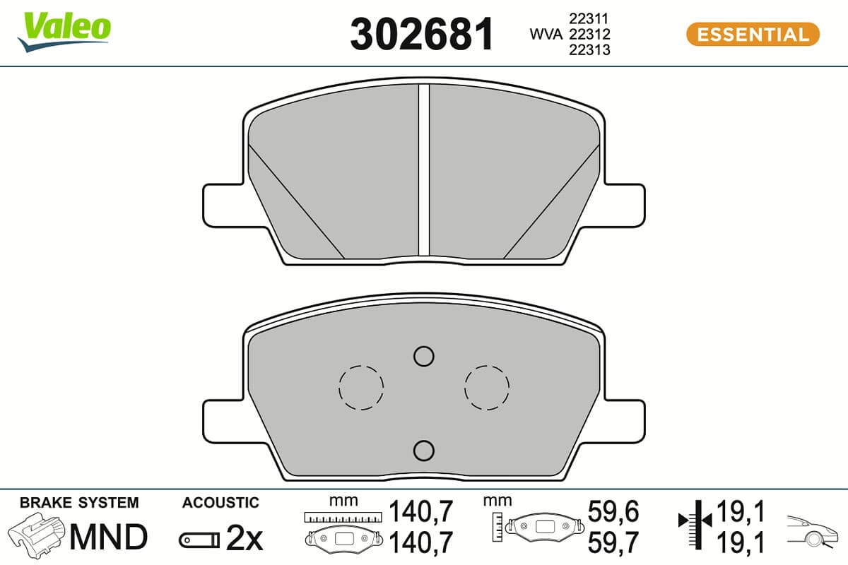 VALEO Sada brzdových platničiek kotúčovej brzdy 302681 1