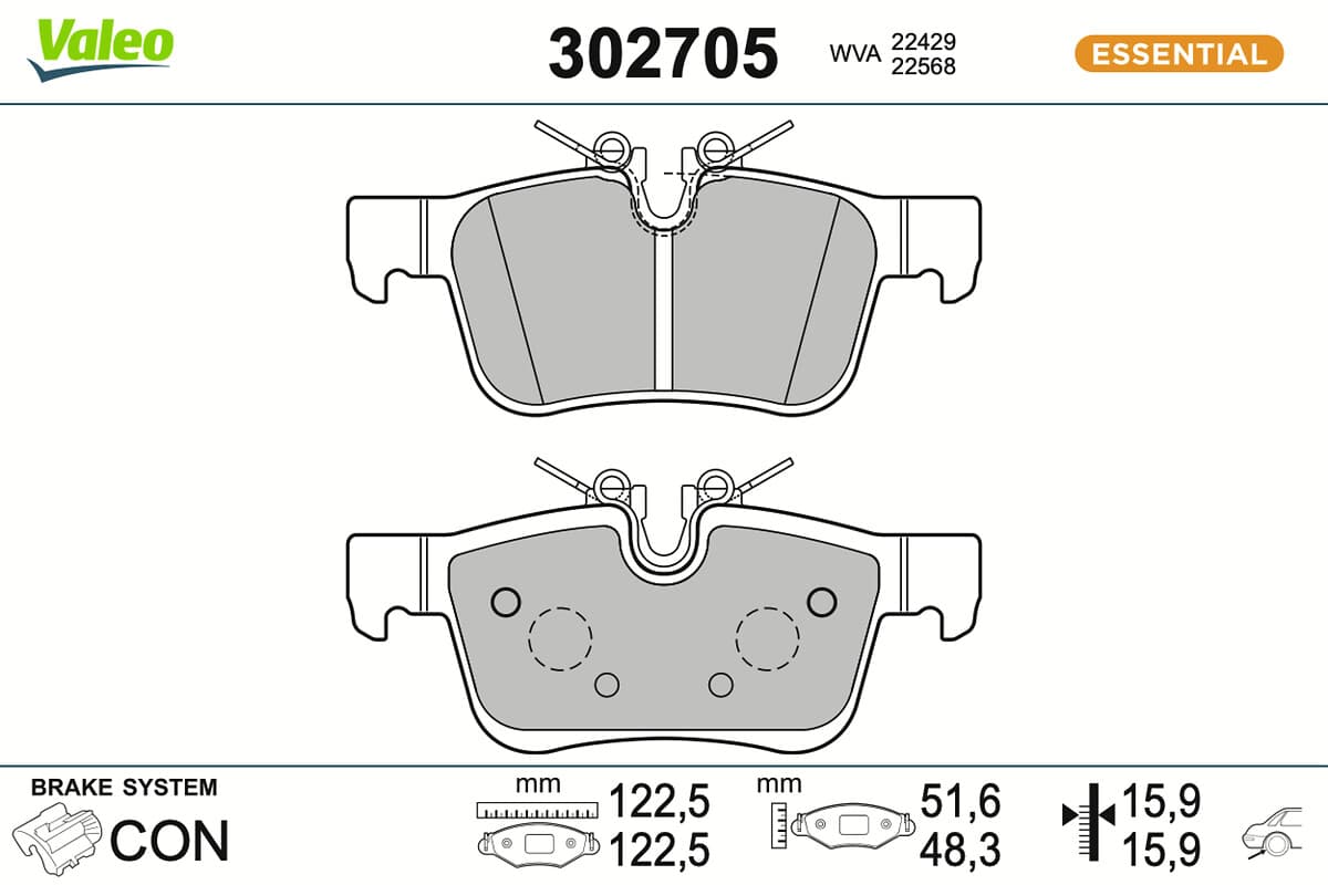 VALEO Sada brzdových platničiek kotúčovej brzdy 302705 1