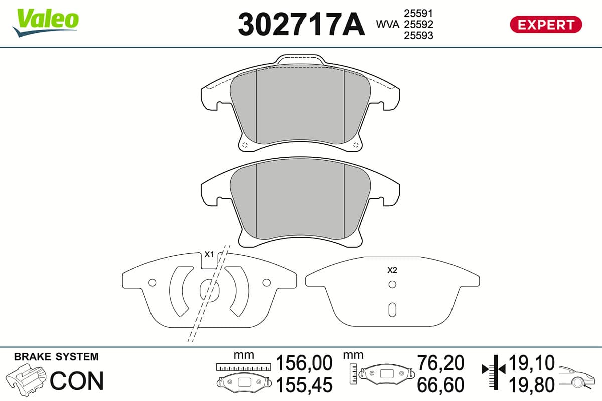 VALEO Sada brzdových platničiek kotúčovej brzdy 302717A 1