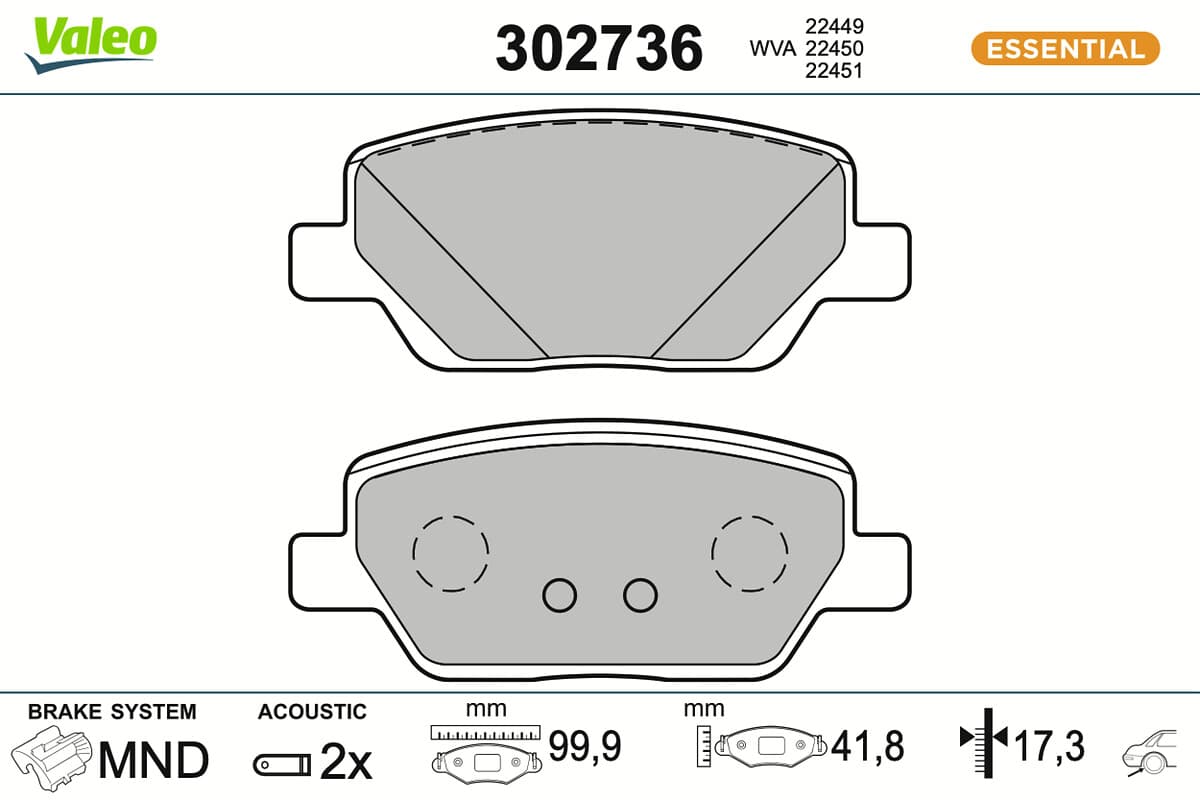VALEO Sada brzdových platničiek kotúčovej brzdy 302736 1