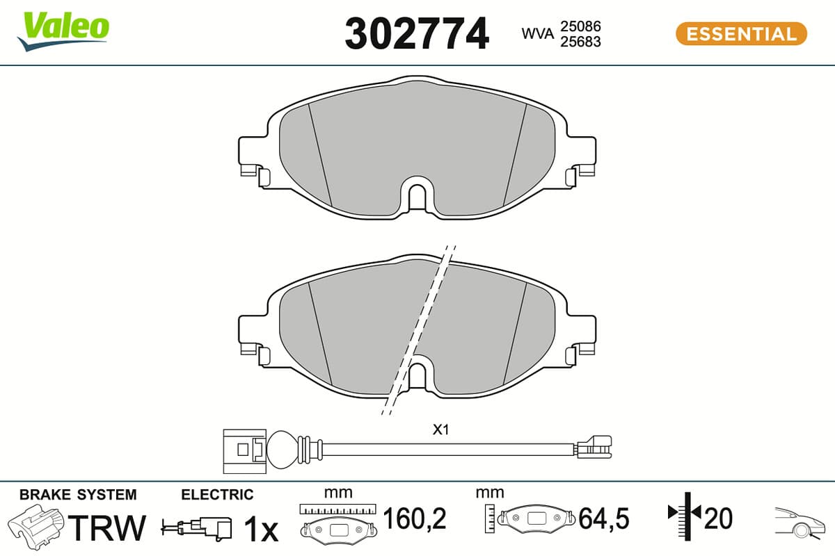 VALEO Sada brzdových platničiek kotúčovej brzdy 302774 1