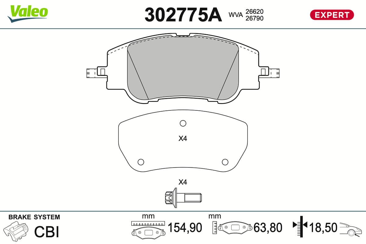 VALEO Sada brzdových platničiek kotúčovej brzdy 302775A 1