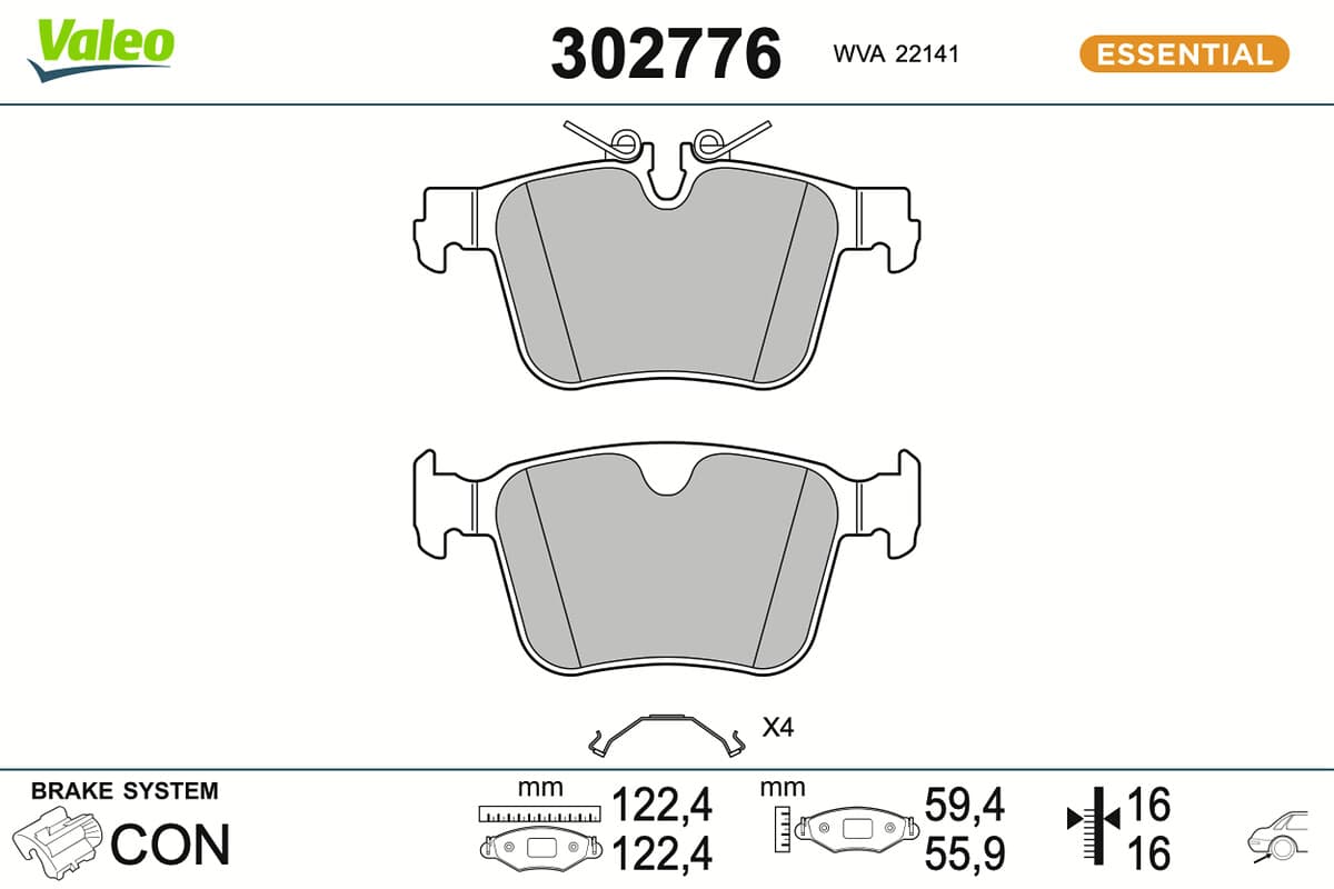 VALEO Sada brzdových platničiek kotúčovej brzdy 302776 1